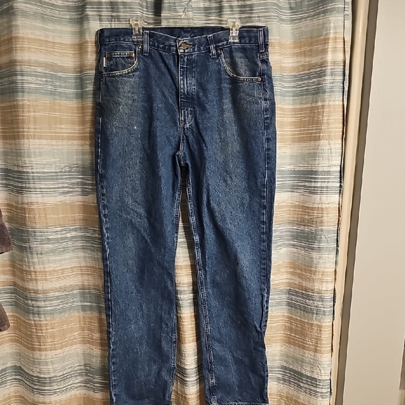Carhartt Blue Straight-Leg Jeans Durable Denim - Picture 1 of 8